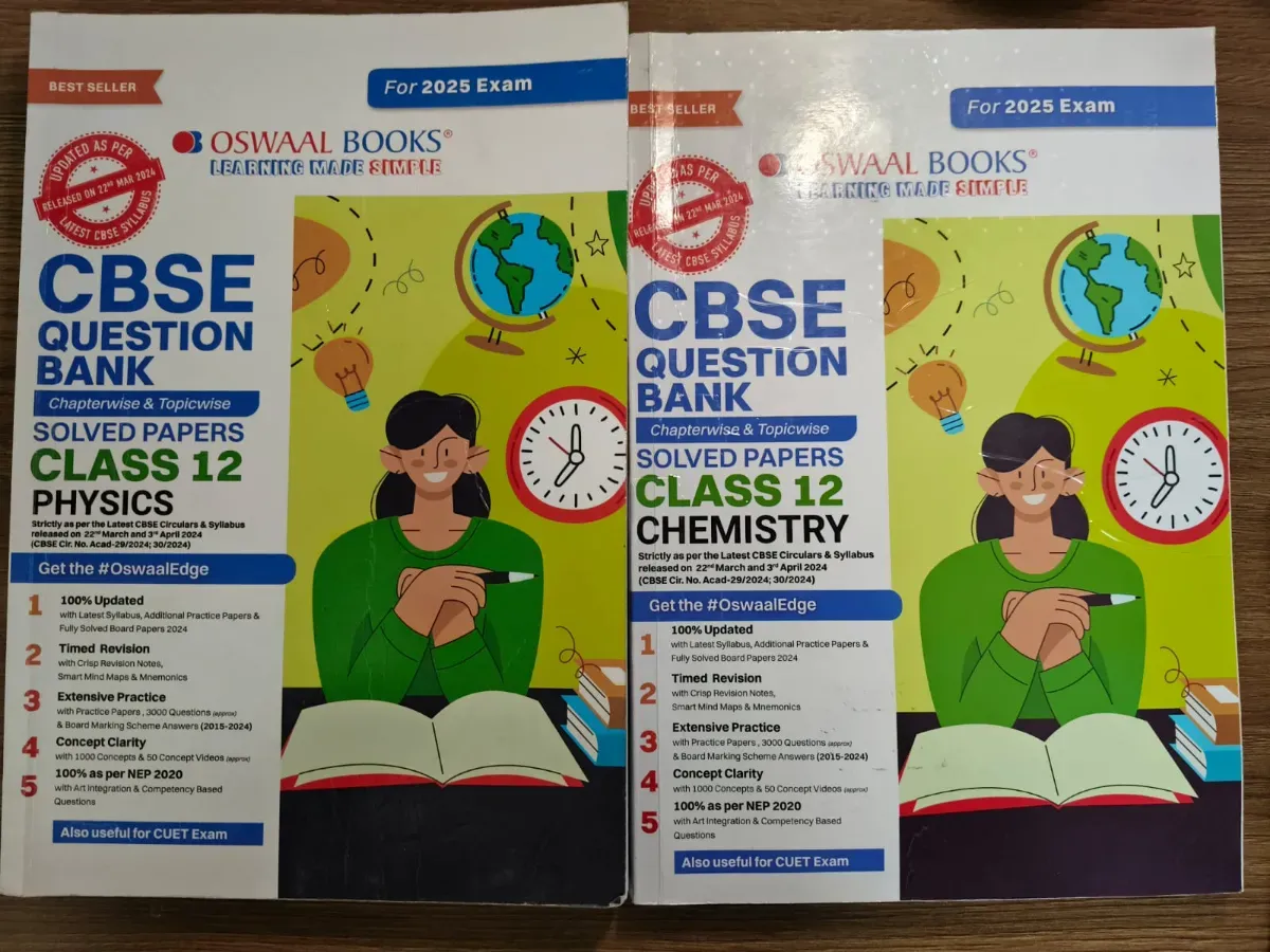 Oswal question bank with solved papers 2024-25 edition of Physics and Chemistry